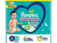 Pampers Complete Skin Comfort | Pant Style Diaper Large, 128 Count| Anti Rash with 100% protection from leakage upto 12 hrs