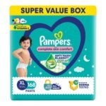Pampers Complete Skin Comfort Pants, X-Large (XL), 168 Count, Anti-rash blanket, Lotion with Vitamin E & Aloe Vera, 12-17kg
