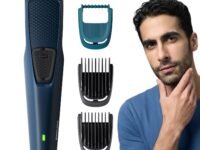 Philips India's No.1 Men's Trimmer* | Skin Safe Beard Trimmer for Men | Durapower tech | Self Sharpening Blades | Skin Protect Comb | 30 min runtime USB charging | No oil needed | 2yr warranty |BT1232