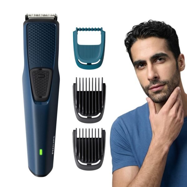 Philips India's No.1 Men's Trimmer* | Skin Safe Beard Trimmer for Men | Durapower tech | Self Sharpening Blades | Skin Protect Comb | 30 min runtime USB charging | No oil needed | 2yr warranty |BT1232