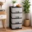 Plastic Modular Drawer Storage Chest Of Drawers Organizer Storage Box, Large Stomo Racks For Multipurpose Anti-slip Shoes Organizers (Grey, 4 Layer)