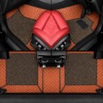 Premium 7D Car Mat for Maruti Suzuki Brezza (Model:2022-2026) || Luxury Leather Dual-Stitch Full Set 7D Car Floor Mat || 100% Waterproof || Color : Full Tan Stitch-TAN Grass (Design-1)