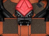 Premium 7D Car Mat for Maruti Suzuki Brezza (Model:2022-2026) || Luxury Leather Dual-Stitch Full Set 7D Car Floor Mat || 100% Waterproof || Color : Full Tan Stitch-TAN Grass (Design-1)