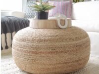 Printshoppie Decor Jute Pouf| Ottoman| Footrest (Jute Pouf) Sitting Round Ottoman Bean Thermacol Sheet Filled,Weight -2.5 Kg (50X50X30), Beige