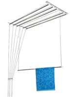 Rainbow Drywell Stainless Steel Heavy Duty Luxury(6 Pipe X 5 Feet) UV Protected Nylon Ropes Individual Dropdown Ceiling Cloth Dryer/Cloth Hanger/Cloth Drying Stand for Balcony/Clothes Stand for Drying
