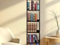 SBF Furniture Engineered Wooden Book Rack,Space Saver Book Shelf for Home Living Room and Office Table Top Free Standing Organizer,Laminated Finish Modern Book Shelve (Ghodo_Brown_6Shelf)