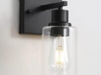 SINOMAN Wall Sconces Vintage Vanity Lights for Bathroom, Modern Wall Light Fixtures with Clear Glass Shade, Farmhouse Wall Lamp for Bedroom, Mirror, Living Room (107 Black, Pack of 1)