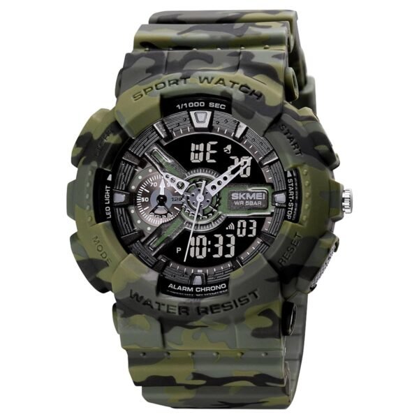 SKMEI Sports Digital Waterproof Watch for Men – 50M Water-Resistant, Dual Time Display, Stopwatch, Alarm, LED Backlight, 12/24H Format – Durable PU Strap & ABS Case – Outdoor Tactical Watch - 1688