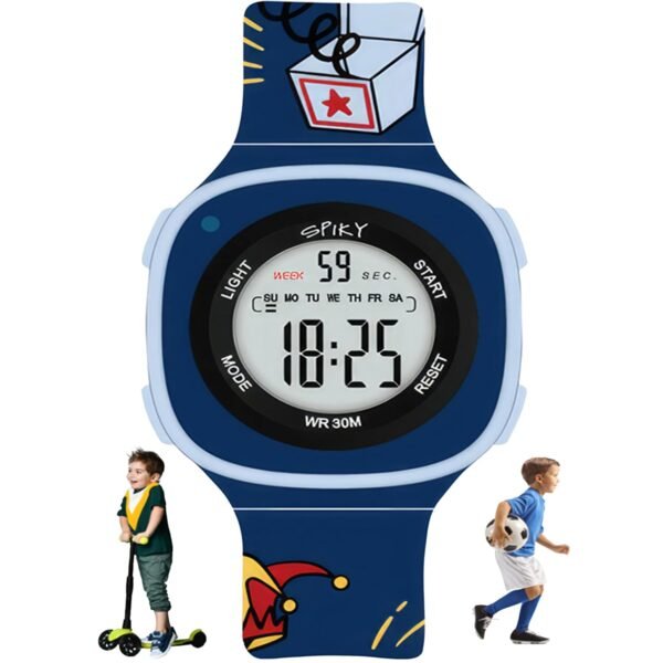 SPIKY Digital Sports Watch for Kids | Multifunctional, Luminous Display, Alarm | Water Resistant & Printed Silicone Strap | Best Birthday Gift Wrist Watches for Girls & Boys | Age 2-14 yrs