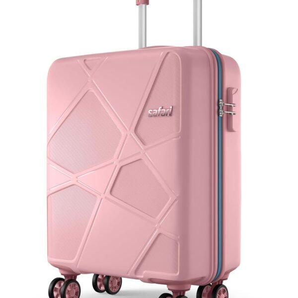 Safari Pentagon Pro 8 Wheels 55cm Cabin Size Trolley Bag, Hard Case Polypropylene, 360º Wheeling Small Carry-on Luggage, Suitcase for Travel, Trolley Bags for Travel, Rose Gold
