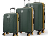 Safari Thorium Neo 8 Wheels Spinner Set of 3 Trolley Bags, Hard Case Polycarbonate, 360° Wheeling Carry on & Check-in Luggage for Men & Women, Suitcase for Travel, Trolley Bags for Travel, Dusk Green