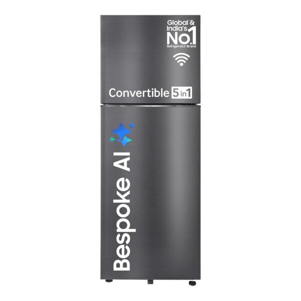 Samsung 419 L, 3 Star, Convertible 5-in-1, Digital Inverter, Frost Free Double Door, Bespoke AI WiFi Enabled Refrigerator (RT45DG6A4DB1HL, Black Matte/Black DOI)