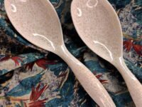 Serving Spoon/Long Handle Melamine Serving Spoon Set of 2 Pieces/Cutlery Set/Serving Spoons Set/Serving Set (White)