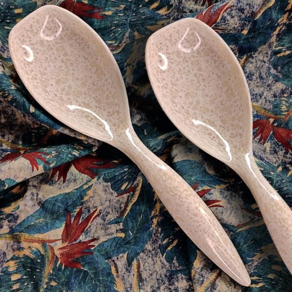 Serving Spoon/Long Handle Melamine Serving Spoon Set of 2 Pieces/Cutlery Set/Serving Spoons Set/Serving Set (White)