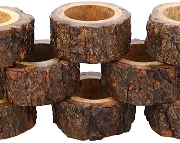 Set of 12 Handcrafted Dinner Dining Table Decorations Wooden Napkin Rings for Party Décor Gifts