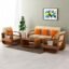 Sheesham Wood 5 Seater Sofa Set for Living Room | 5 Seater Sofa Set | Wooden Sofa Set | (3+1+1, Natural Teak Finish)