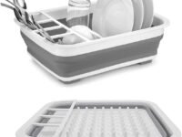 Silicone Collapsible Foldable Dish Drying Drainer Storage Kitchen Rack for Portable Travel Dinnerware Organizer ABS Plastic & Silicone(PP+TPE) & Dishwasher Safe