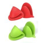 Silicone Mini Oven Mitts Heat Resistant Pot Holders Set of 2 | Non-slip pinch grip silicone mitts for baking, grilling, BBQ, microwave & hot cookware. Dishwasher safe.