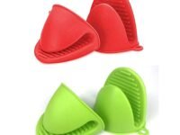 Silicone Mini Oven Mitts Heat Resistant Pot Holders Set of 2 | Non-slip pinch grip silicone mitts for baking, grilling, BBQ, microwave & hot cookware. Dishwasher safe.