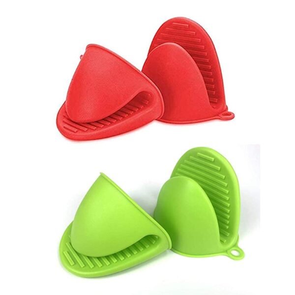 Silicone Mini Oven Mitts Heat Resistant Pot Holders Set of 2 | Non-slip pinch grip silicone mitts for baking, grilling, BBQ, microwave & hot cookware. Dishwasher safe.