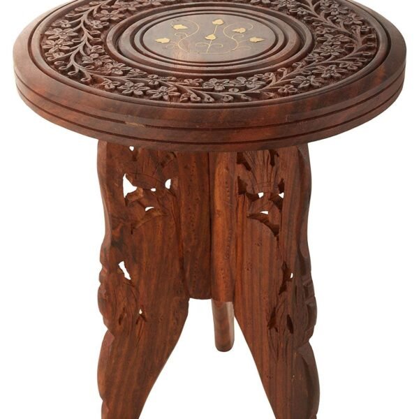 Simran Handicrafts Unique Mango Wooden Bed Side Table (Brown)