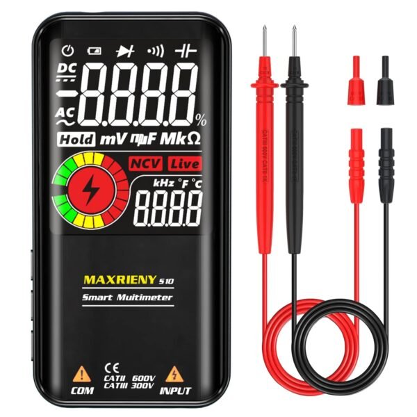 Smart Digital Multimeter, 9999 Counts with 3-Results Display, Auto-Ranging Pocket Electrical Voltmeter Capacitance Resistance Continuity Frequency Diode Duty Cycle Live Check Voltage Tester