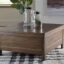 Solid Babool Wooden Lift Top Coffee Table | Center Table | Tea Table for Living Room, Bedroom, Hotel & Home, Brown Finish, (W91.44 x H46.0502 x D91.44 CM)