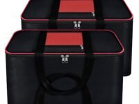 Storite 2 Pack Moisture Proof Nylon Underbed Storage Bag For Clothes Large | (54 x 46 x 28 cm) - BlackRed, Rectangular