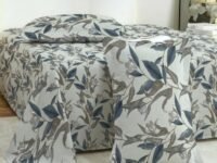 Story@Home 190 TC Cotton Double Bedsheet Set with 2 Pillow Covers | Soft Breathable Fabric | 250 x 225 cm Double Bed Sheet | Grey & Dark Grey Leaf Printed Bedding for Bedroom