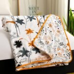 Story@Home Dohar Double Bed Cotton 100% | 150GSM 225 x240 cm Quilt AC Blanket for Summer | AC Comforter Double Bed | White & Yellow Floral Reversible Design Duvet | All-Season Blanket