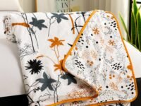 Story@Home Dohar Double Bed Cotton 100% | 150GSM 225 x240 cm Quilt AC Blanket for Summer | AC Comforter Double Bed | White & Yellow Floral Reversible Design Duvet | All-Season Blanket