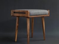 Streem Furniture Solid Sheesham Wood Stool/Seat/Ottoman/Bench with Cushion | Sitting Chair with Handle