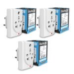 Sturlite Konvert Multiplug| 6-16 Amp| 2-Pin & 3-Pin Socket| Universal AC Travel Adapter| Premium Polycarbonate Body Socket| Compact Converter Plug for Travel, Home & Office Use - Pack of 3