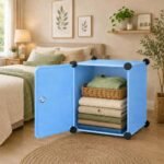 Sunderlook Plastic Wardrobe for Kids Clothes – Easy to Use Anti-Skid & Non-Slip Effective Professional, Plastic Cupboard for Kids, Foldable Almirah, Collapsible Wardrobe (Blue-U5, 6 + 2 Door)