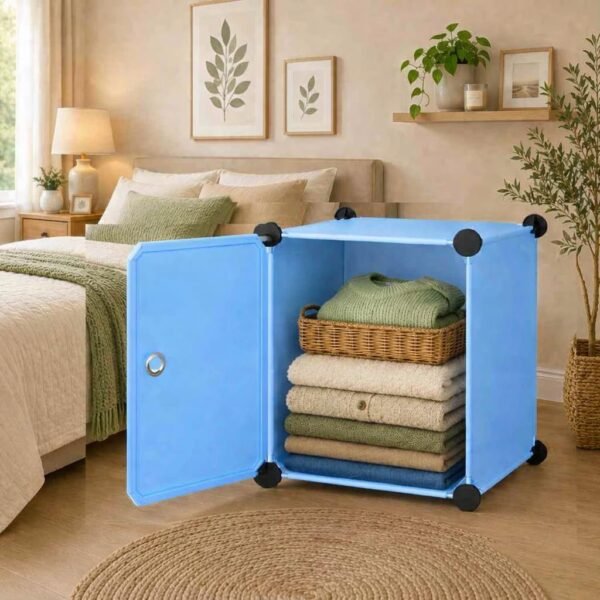 Sunderlook Plastic Wardrobe for Kids Clothes – Easy to Use Anti-Skid & Non-Slip Effective Professional, Plastic Cupboard for Kids, Foldable Almirah, Collapsible Wardrobe (Blue-U5, 6 + 2 Door)