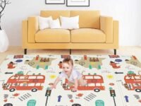 TARKAN Extra Large Reversible Baby Play Mat, BIS Safety Certified, BPA Free Foldable Foam Crawling Mat (6.5x5 ft, 6mm Thickness) London - Jungle