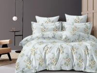 THE HOME STYLE Cotton Feel Glace Cotton Elastic Fitted Printed Queen Size Double Bed Bedsheet with 2 Pillow Cover Fits Upto 8 Inches Mattress, 300TC (60"x78", Floral Elegance), Multicolor