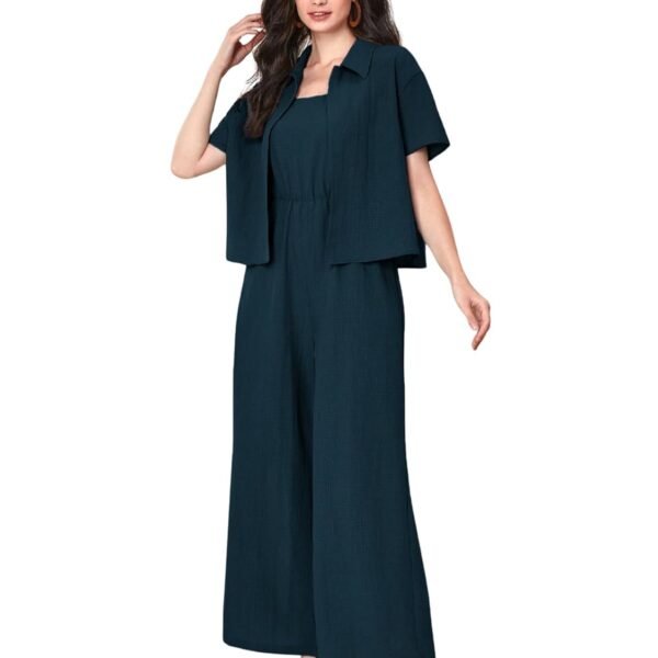 TOPLOT Women's Jumpsuit Co-ord Set | Soft Breathable Feel | Comfortable Fit with Easy Movement | Stylish One-Piece Outfit Design | Perfect for Casual & Travel (5225)