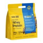 Tata 1mg Ultra Clean Whey Protein Isolate + Concentrate - Chocolate 1kg (2.2 lbs)| 24g Protein, 5.6g BCAA & 30B CFU Probiotics | Lab-Tested, No Added Sugar, No Adulterant, Easy to Digest | 28 Sachets