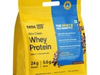 Tata 1mg Ultra Clean Whey Protein Isolate + Concentrate - Chocolate 1kg (2.2 lbs)| 24g Protein, 5.6g BCAA & 30B CFU Probiotics | Lab-Tested, No Added Sugar, No Adulterant, Easy to Digest | 28 Sachets