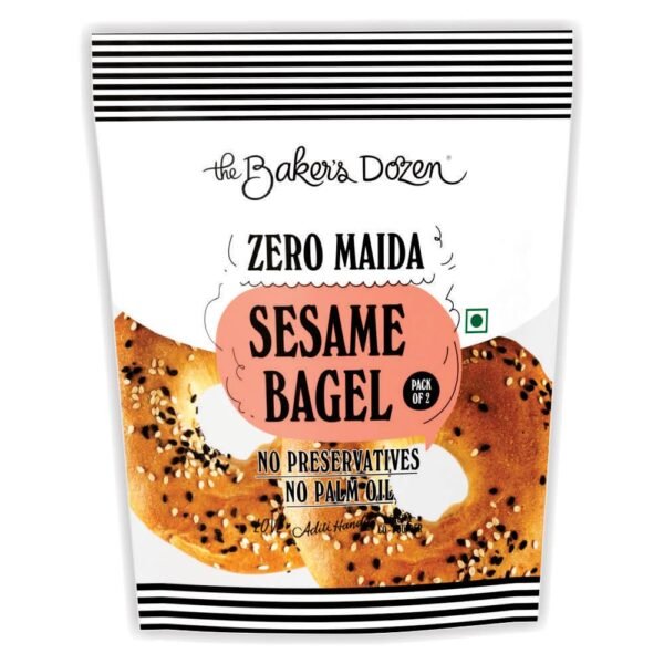 The Baker's Dozen Bagel Sesame (Pack of 2) 100% Wholewheat, 160 g