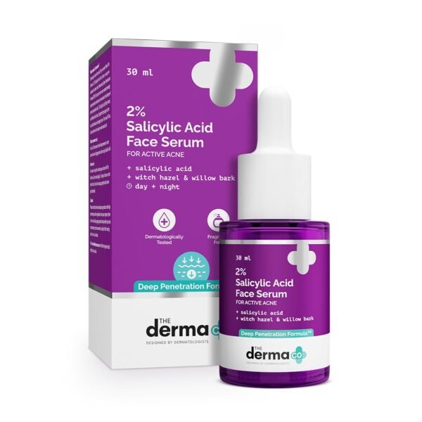 The Derma Co 2% Salicylic Acid Face Serum | Reduces acne & blackheads | Tightens pores | Exfoliates & soothes inflammation | 30 ml