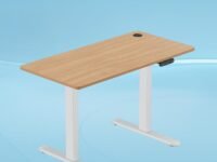 The Sleep Company - AeroPlus Electric Height Adjustable Desk | Ergonomic Work from Home Table | 4 Memory Presets | 2 Years Warranty | 1200 x 600 Thick Top | Free Installation | Oak & White