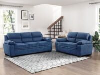Torque - Jett Plush Premium 3+2 Seater Sofa Set (Blue) | Sectional Sofa 5 Seater 3 Plus 2 | 5 Seater Fabric Sofa for Living Room Office | 1 Year Warranty