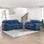 Torque - Jett Plush Premium 3+2 Seater Sofa Set (Blue) | Sectional Sofa 5 Seater 3 Plus 2 | 5 Seater Fabric Sofa for Living Room Office | 1 Year Warranty