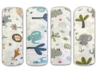 Trance Home Linen Super Ultra Soft 100% Cotton New Born Baby Swaddle Wrap | New Born Babies Soft Pure Cotton Sheets | Baby Wrap Set (100x100 cm, Baby Pug, Pack of 4)