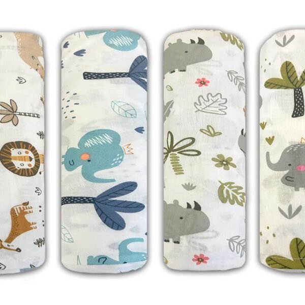 Trance Home Linen Super Ultra Soft 100% Cotton New Born Baby Swaddle Wrap | New Born Babies Soft Pure Cotton Sheets | Baby Wrap Set (100x100 cm, Baby Pug, Pack of 4)
