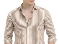 U TURN Men's Casual Solid Stylish Latest Formal Striped Shirt for Men &Plus Size Shirts for Men