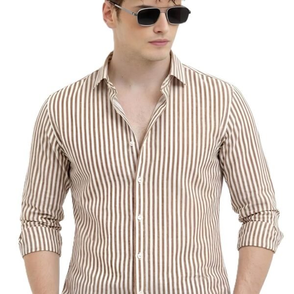 U TURN Men's Casual Solid Stylish Latest Formal Striped Shirt for Men &Plus Size Shirts for Men