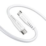 URBN Flow Cord 65W Super Fast Charging Cable | Type C to C | Supports Apple Car Play & Android Auto| Super Fast Charging and Data Transfer | Nylon Mesh Braided 1.5 Meter | 6 Months Warranty (White)